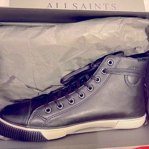 Brand new Allsaints OSUN high top leather sneakers IN THE BOX